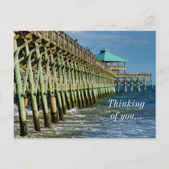 Pier Fishing Thinking Of You Postcard (Front)