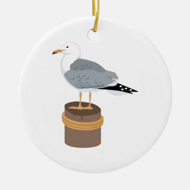 Pier Gull Ceramic Tree Decoration (Front)
