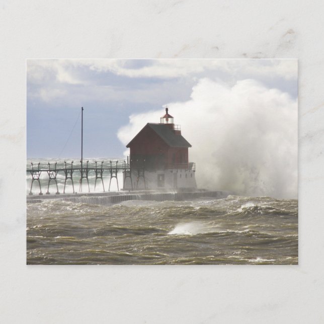 PIER LIGHTHOUSE vs MONSTER WAVES Postcard (Front)