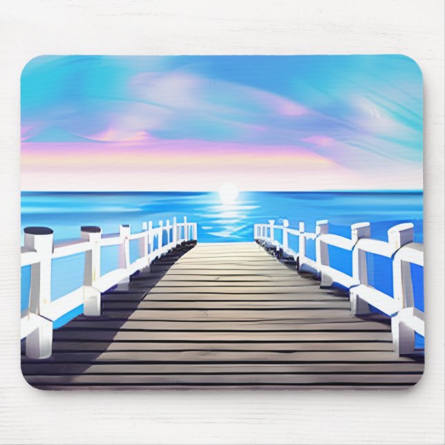 Pier, Ocean and Sky at Dawn Mouse Mat (Front)