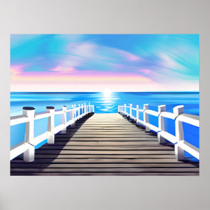 Pier, Ocean and Sky at Dawn Print