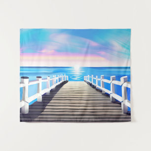 Pier, Ocean and Sky at Dawn Tapestry