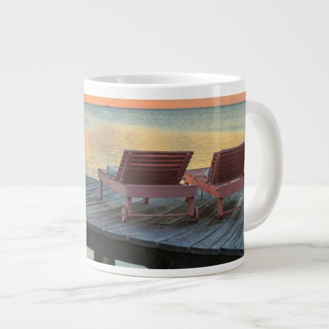 Pier overlooks the ocean, Belise Large Coffee Mug (Front Right)