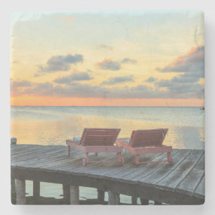 Pier overlooks the ocean, Belise Stone Coaster