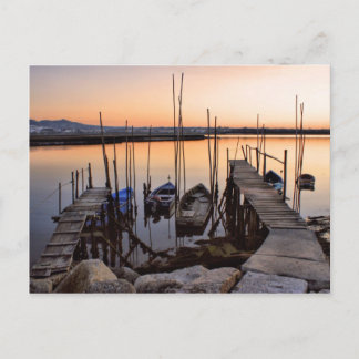 Pier stilt on the river postcard