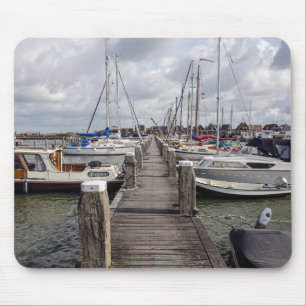 Pier with boats and yachts in Marken Netherlands Mouse Mat