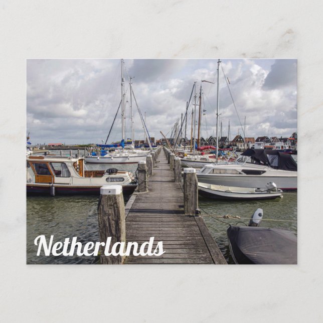 Pier with boats and yachts in Marken Netherlands P Postcard (Front)