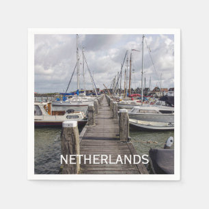 Pier with boats and yachts Marken Netherlands Napkin