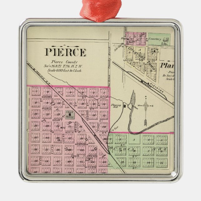 Pierce, Nebraska Metal Tree Decoration (Front)