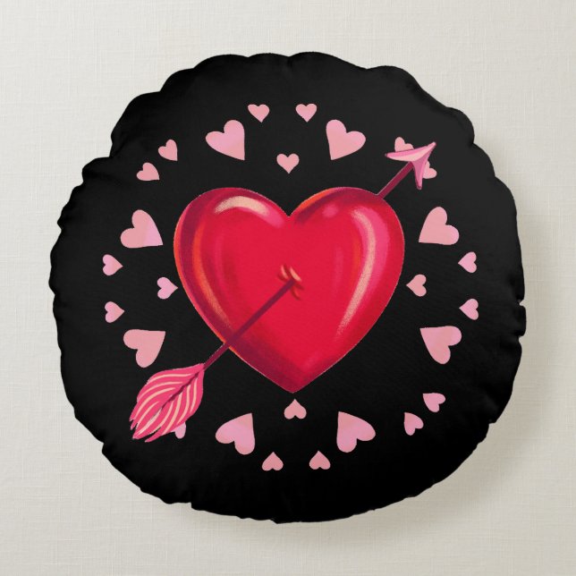 Pierced by Love – Romantic Round Cushion (Front)