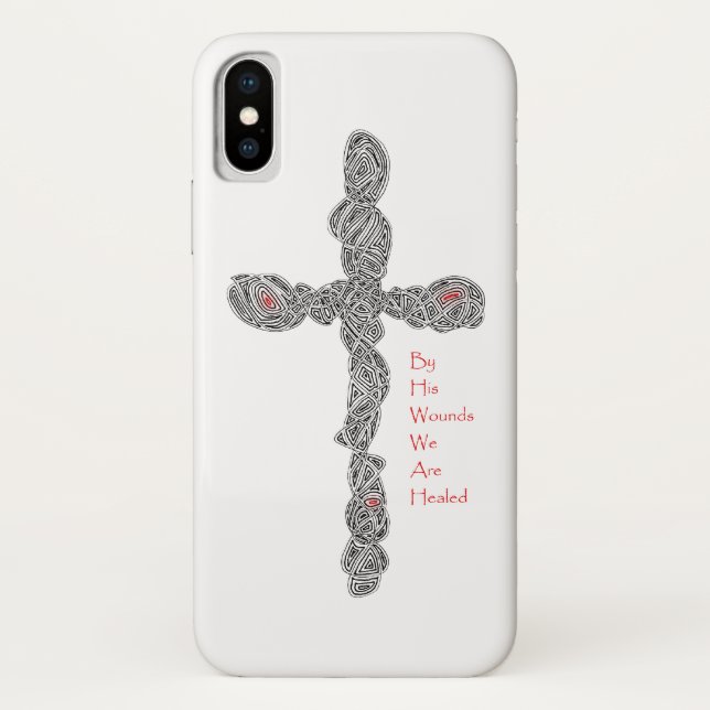 Pierced Cross (With Verse) iPhone Case (Back)