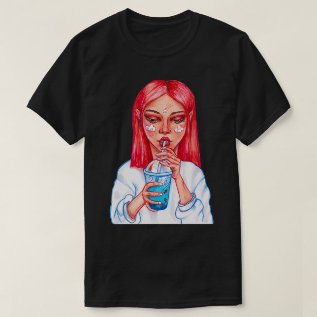 Pierced girl with cocktail T-Shirt (Design Front)