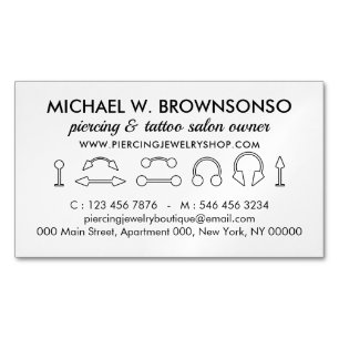 Piercing Jewellery Store Shop Branding Magnetic Business Card