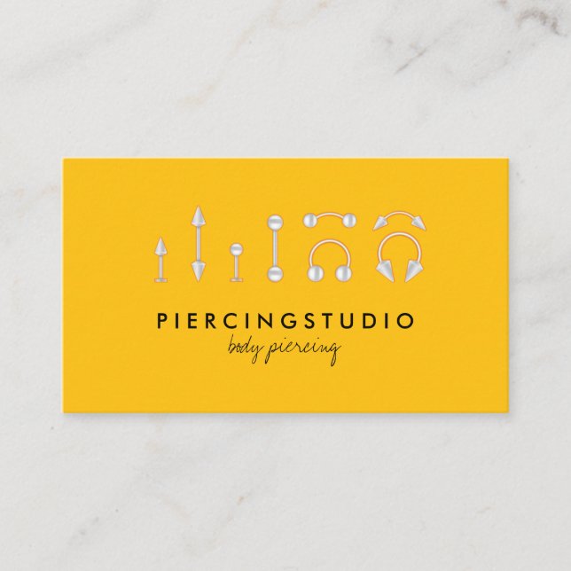 Piercing orange yellow business card (Front)