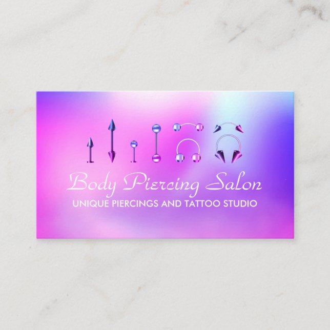 Piercing Specialist hologram Chic Business Card (Front)