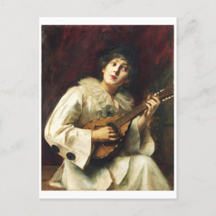Pierette Playing The Lute by Paul De La Boulaye Postcard