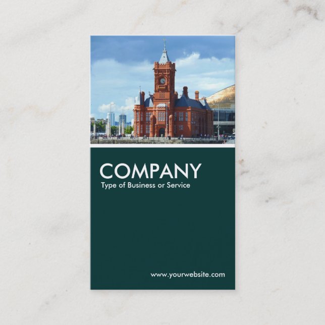 Pierhead Building, Cardiff Bay - Dark Green Business Card (Front)
