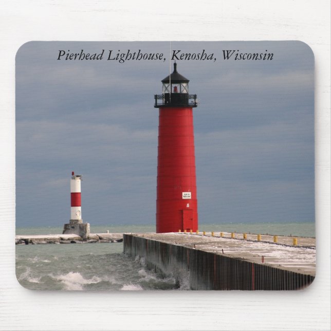 Pierhead Lighthouse, Kenosha, Wisconsin Mouse Mat (Front)