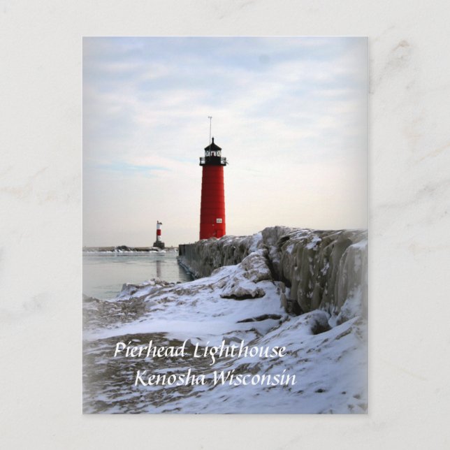 Pierhead Lighthouse, Kenosha Wisconsin Postcard (Front)