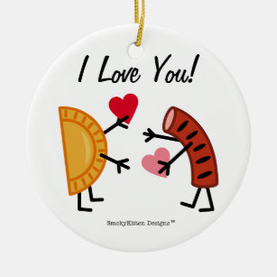 Pierogi & Kielbasa - I Love You! (customisable) Ceramic Tree Decoration