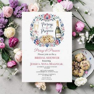 Pierogi & Prosecco Polish Folk Bridal Shower  Invitation