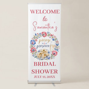 Pierogi & Prosecco Polish Folk Bridal Shower Retractable Banner