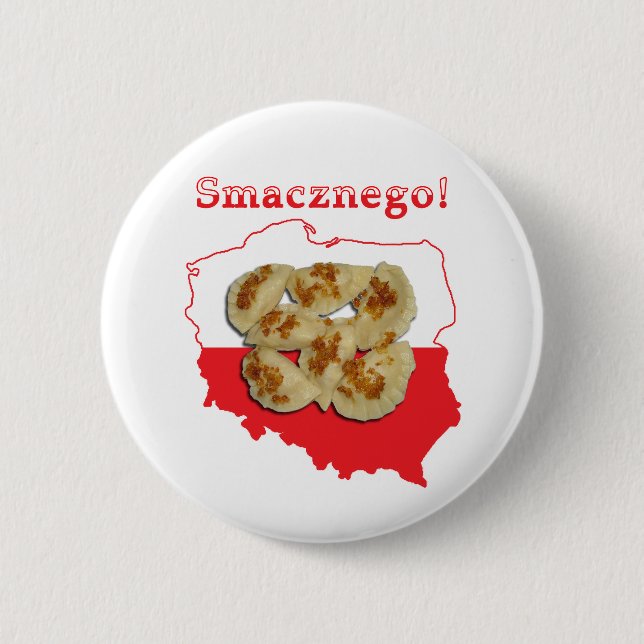 Pierogi Smacznego Polish Map 6 Cm Round Badge (Front)