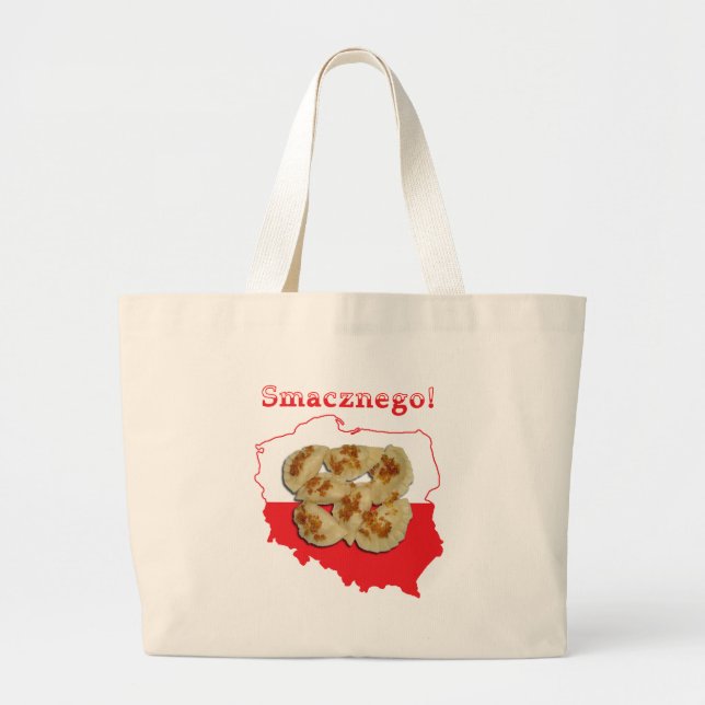Pierogi Smacznego Polish Map Large Tote Bag (Front)