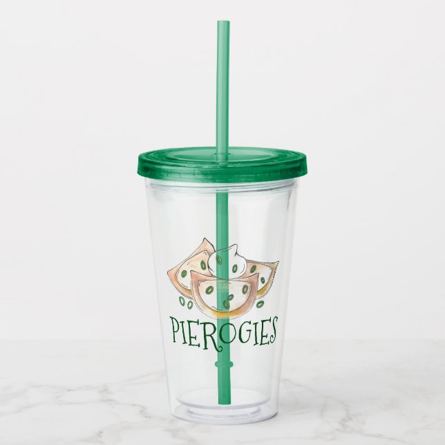 Pierogies Polish Potato Dumplings with Sour Cream Acrylic Tumbler (Front)