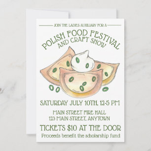 Pierogies with Sour Cream Polish Food Festival Invitation
