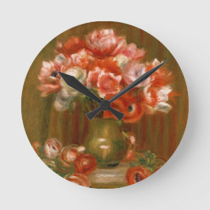 Pierre A Renoir Anemones Round Clock