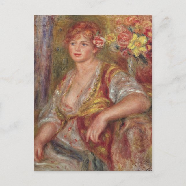 Pierre A Renoir | Blonde Woman with a Rose Postcard (Front)