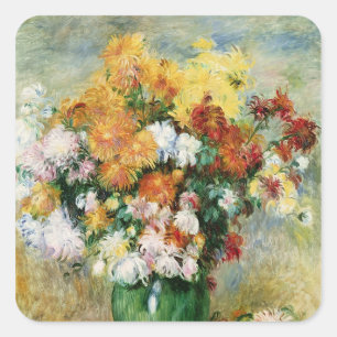 Pierre A Renoir   Bouquet of Chrysanthemums Square Sticker