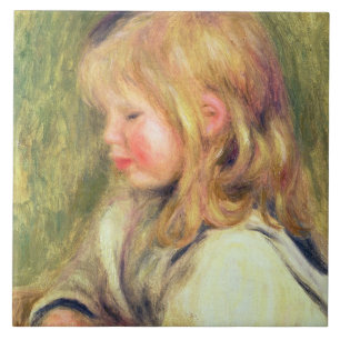 Pierre A Renoir Child in a White Shirt Reading Tile