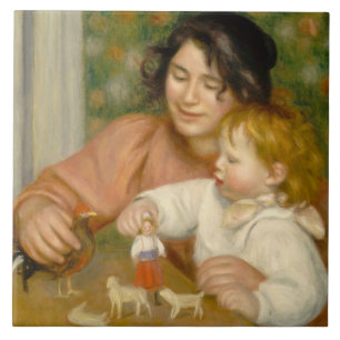 Pierre A Renoir Child with Toys Tile