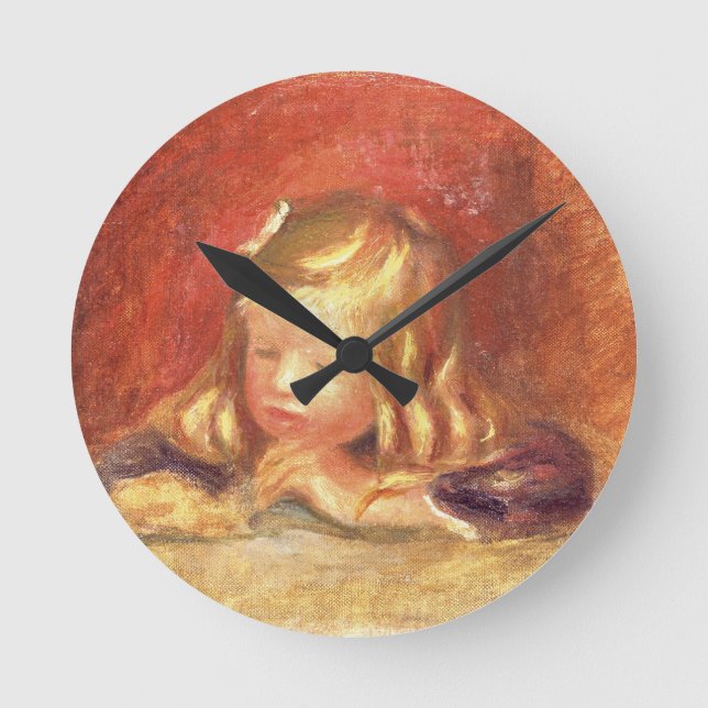 Pierre A Renoir | Coco at the Table  Round Clock (Front)