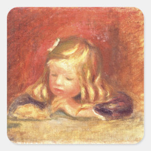 Pierre A Renoir   Coco at the Table Square Sticker