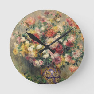 Pierre A Renoir Dahlias Round Clock