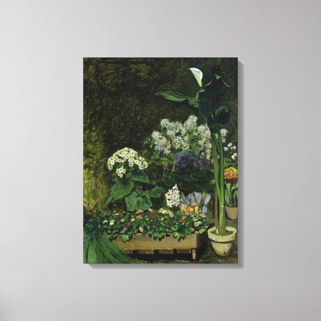 Pierre A Renoir | Flowers in a Greenhouse Canvas Print (Front)