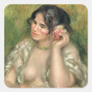Pierre A Renoir Gabrielle with a Rose Square Sticker