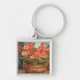 Pierre A Renoir Geraniums in a Copper Basin Key Ring
