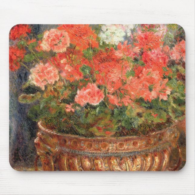 Pierre A Renoir | Geraniums in a Copper Basin Mouse Mat (Front)