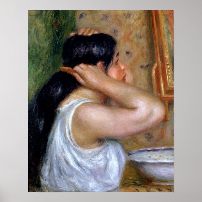 Pierre A Renoir | Girl Combing her Hair Poster (Front)