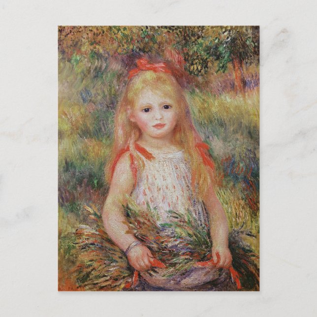 Pierre A Renoir | Little Girl Carrying Flowers Postcard (Front)