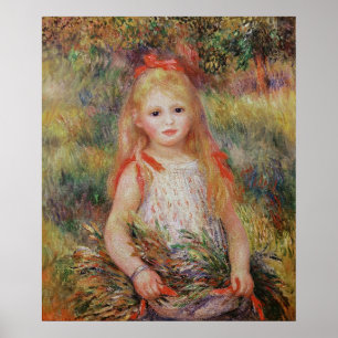 Pierre A Renoir   Little Girl Carrying Flowers Poster