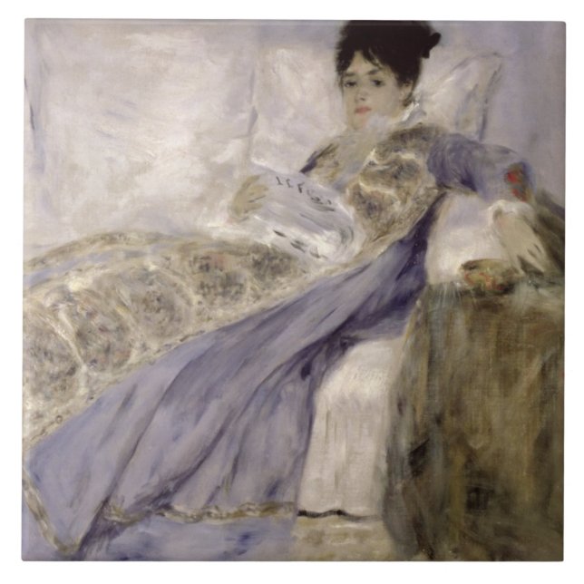 Pierre A Renoir | Madame Monet on a Sofa Tile (Front)