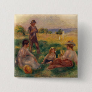 Pierre A Renoir Party in the Country at Berneval 15 Cm Square Badge