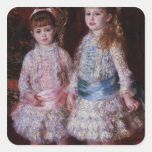 Pierre A Renoir   Pink and Blue Square Sticker