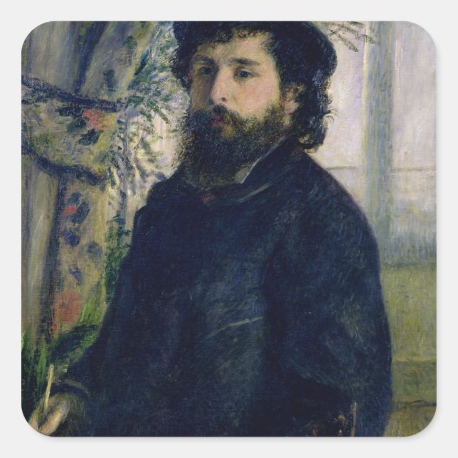 Pierre A Renoir | Portrait of Claude Monet Square Sticker (Front)