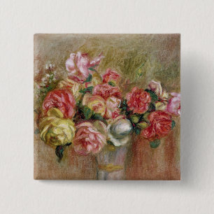 Pierre A Renoir Roses in a Sevres vase 15 Cm Square Badge